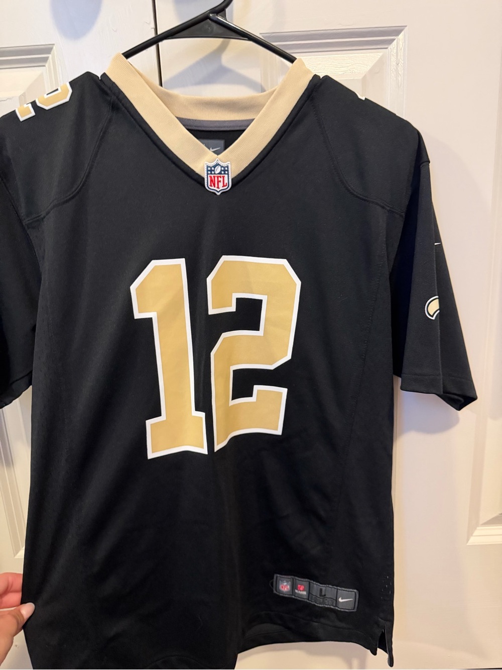 Nike Black and Gold Football Jersey #12